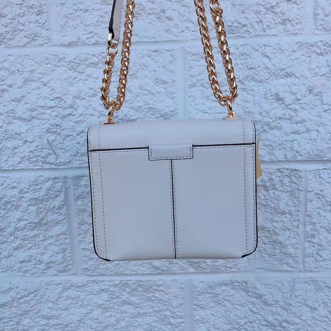 MICHAEL KORS 35F1G6SS5L Sonia Small Leather Shoulder Bag In Optic White MICHAEL KORS 35F1G6SS5L Sonia Small Leather Shoulder Bag In Optic White